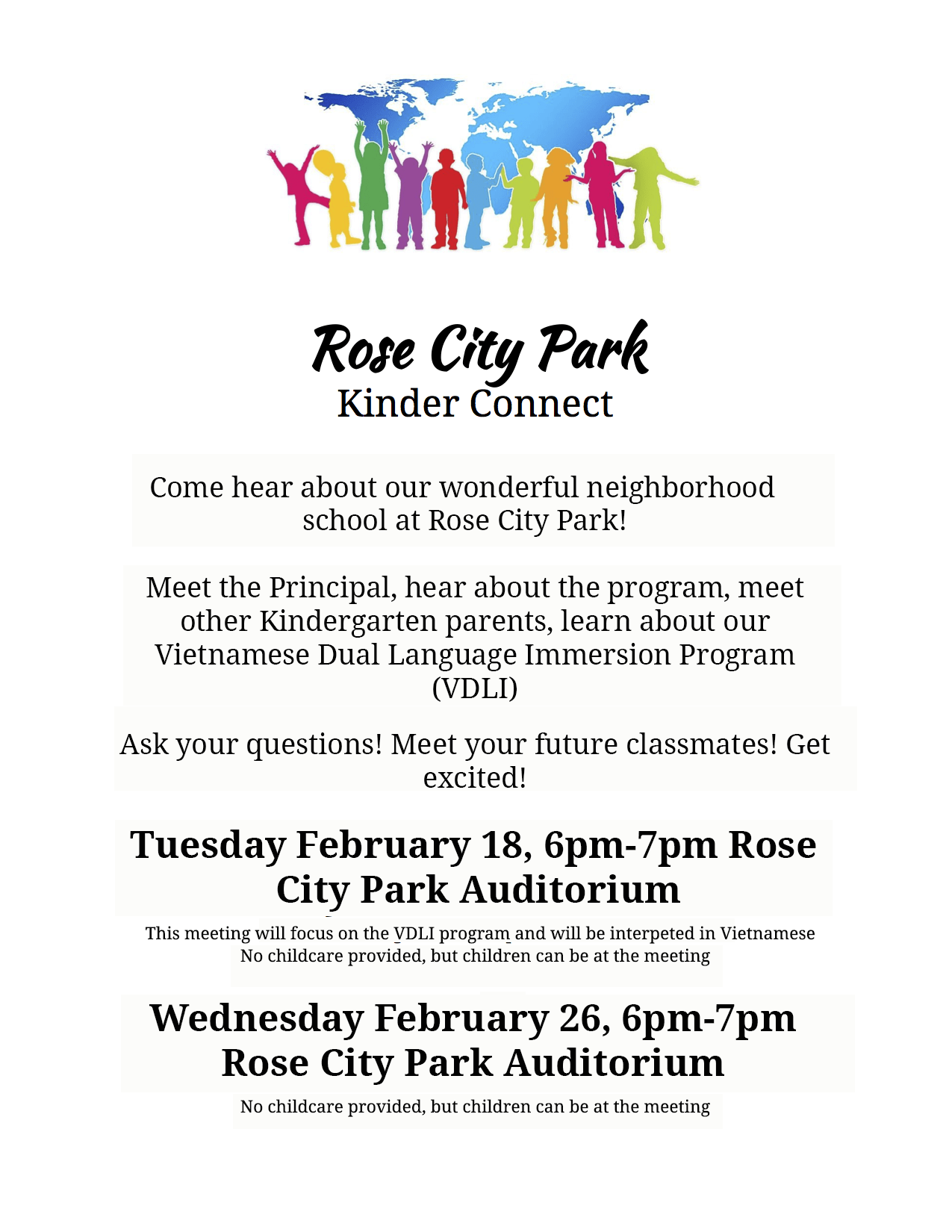 Rose City Park School Informational Meeting for Vietnamese Dual