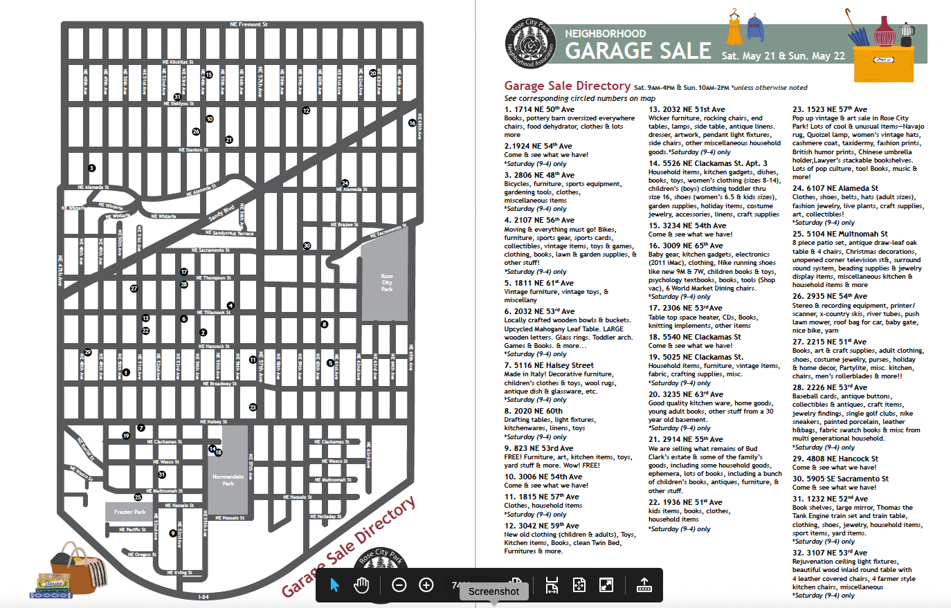 Rose City Park Neighborhood-Wide Garage Sale – May 21-22 – Over 30